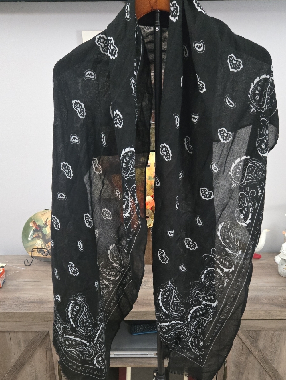 Black Paisley Lightweight Women's Scarf
